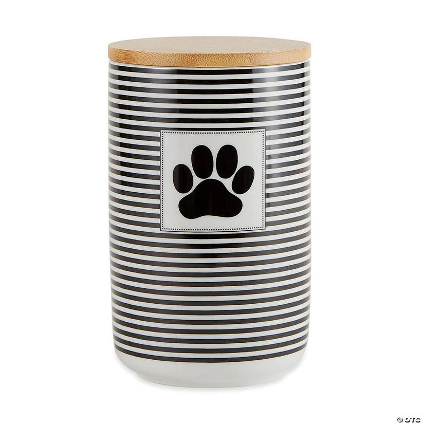 Black Stripe With Paw Patch Ceramic Treat Canister Image