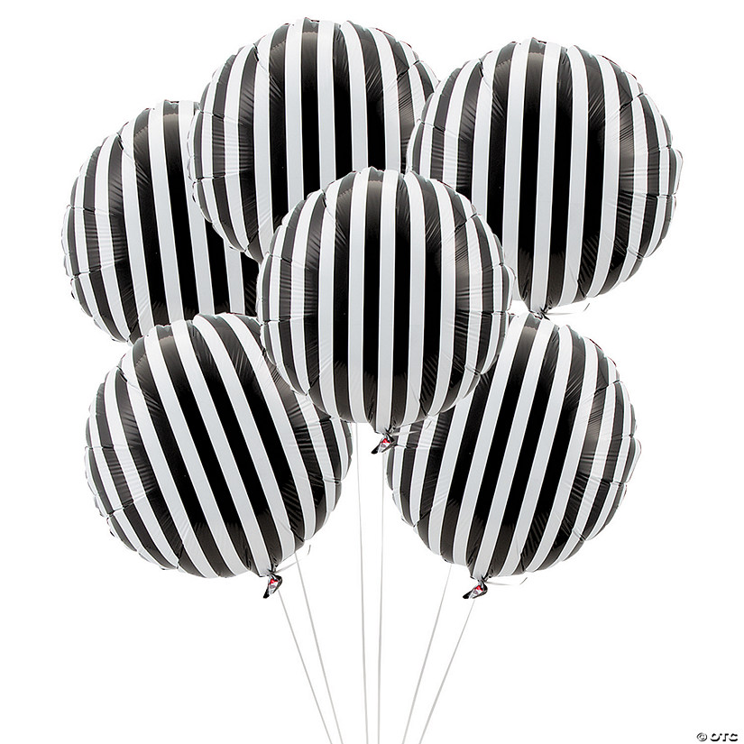 Black Striped 18" Mylar Balloons - 6 Pc. Image