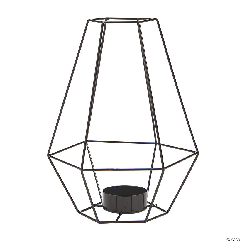 Black Tall Geometric Tea Light Holder  Image