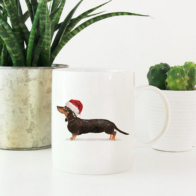 Black Tan Dachshund Santa Hat Mug Image