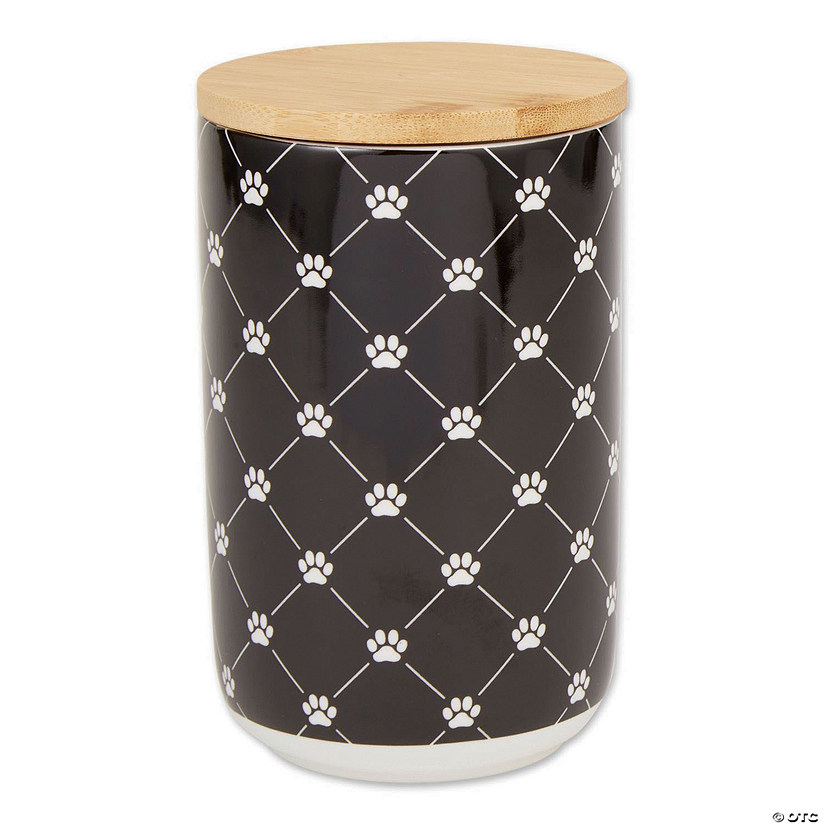 Black Trellis Paw Ceramic Treat Canister Image