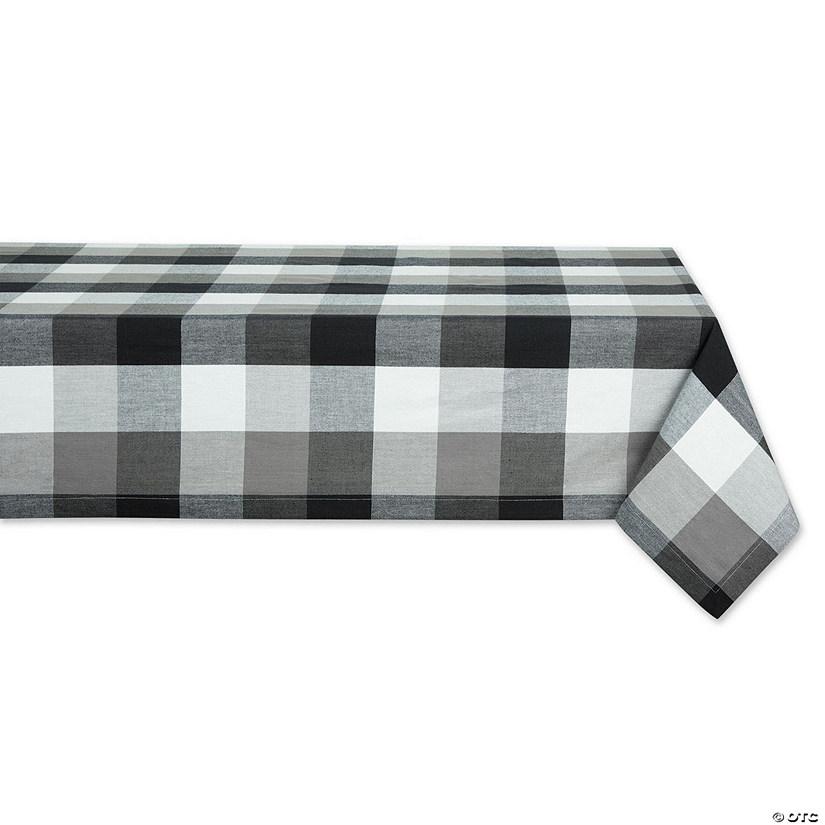 Black Tri Color Check Tablecloth 60X84" Image