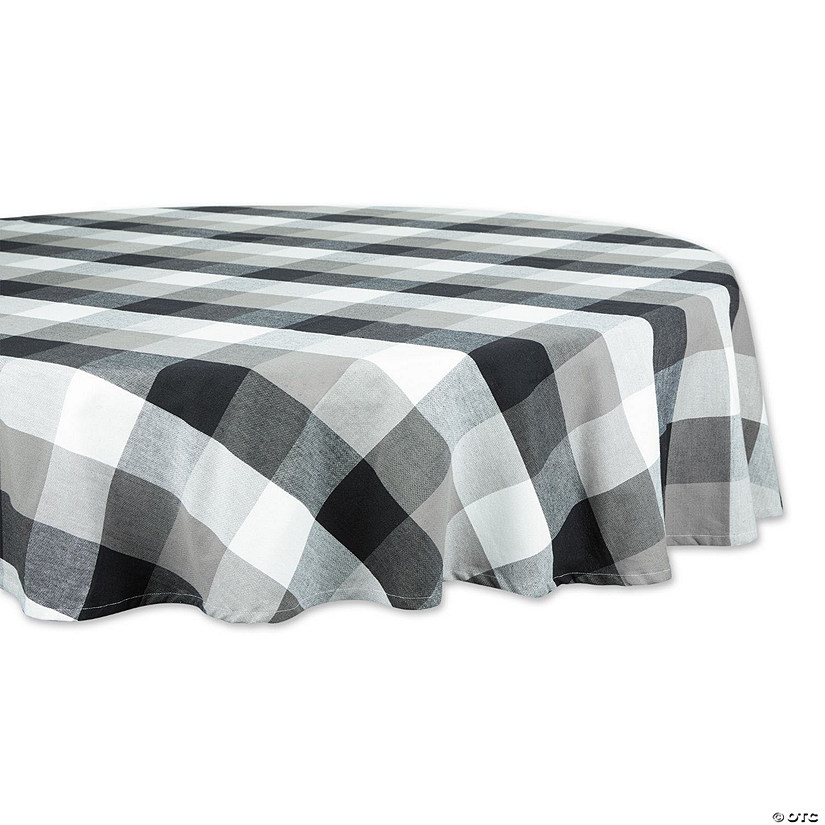 Black Tri Color Check Tablecloth 70 Round Image