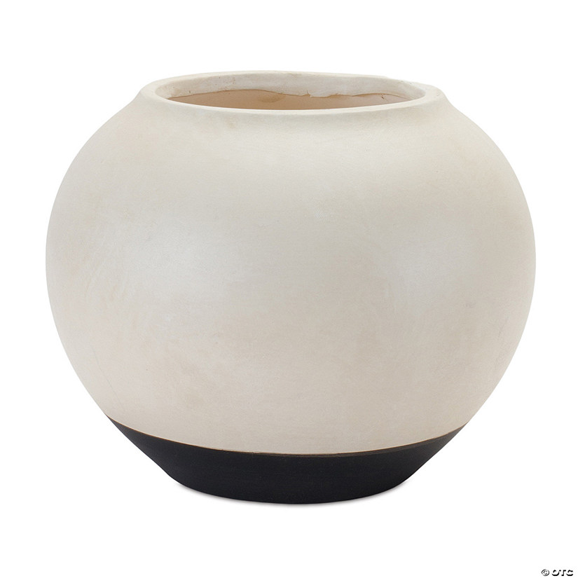 Black Two Tone Ceramic Vase 8.75"D X 7.25"D Image