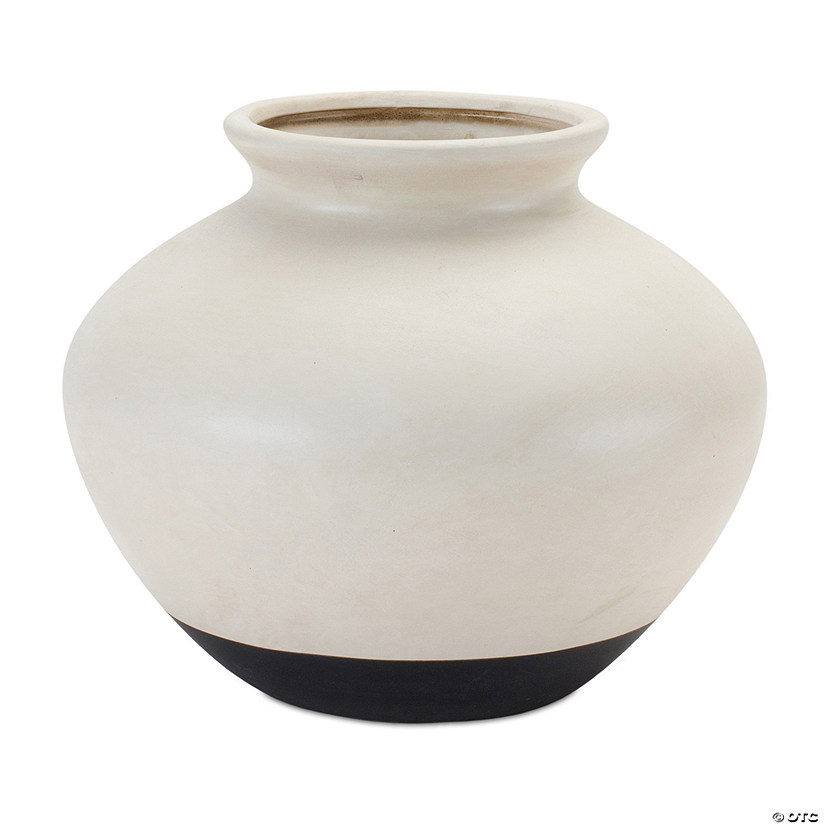 Black Two Tone Ceramic Vase 9"D X 7.5"H Image