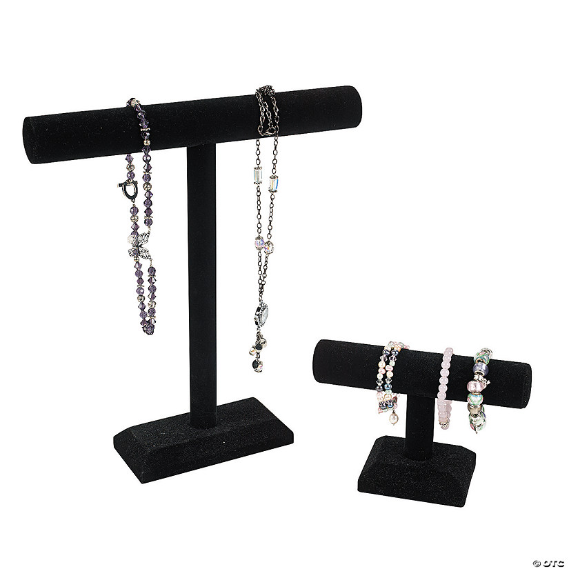 Black Velvet Round T-Bar Jewelry Stands - Discontinued