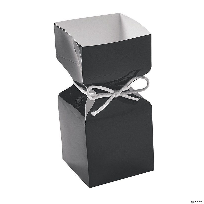 Black Vertical Square Hourglass Favor Boxes - 12 Pc. Image