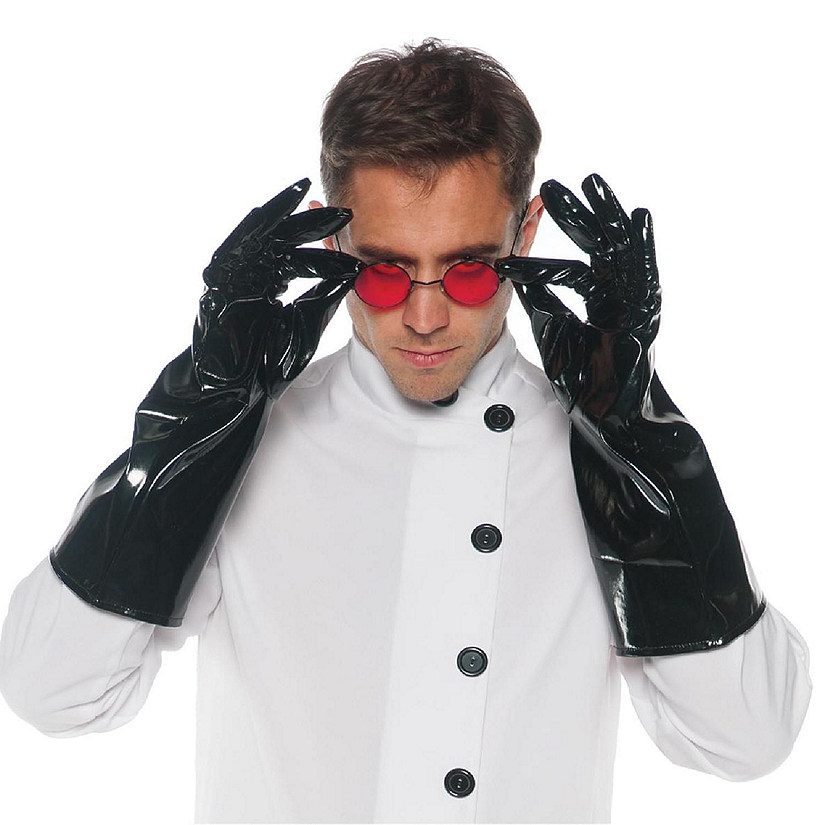 Black Vinyl Adult Costume Gloves Image