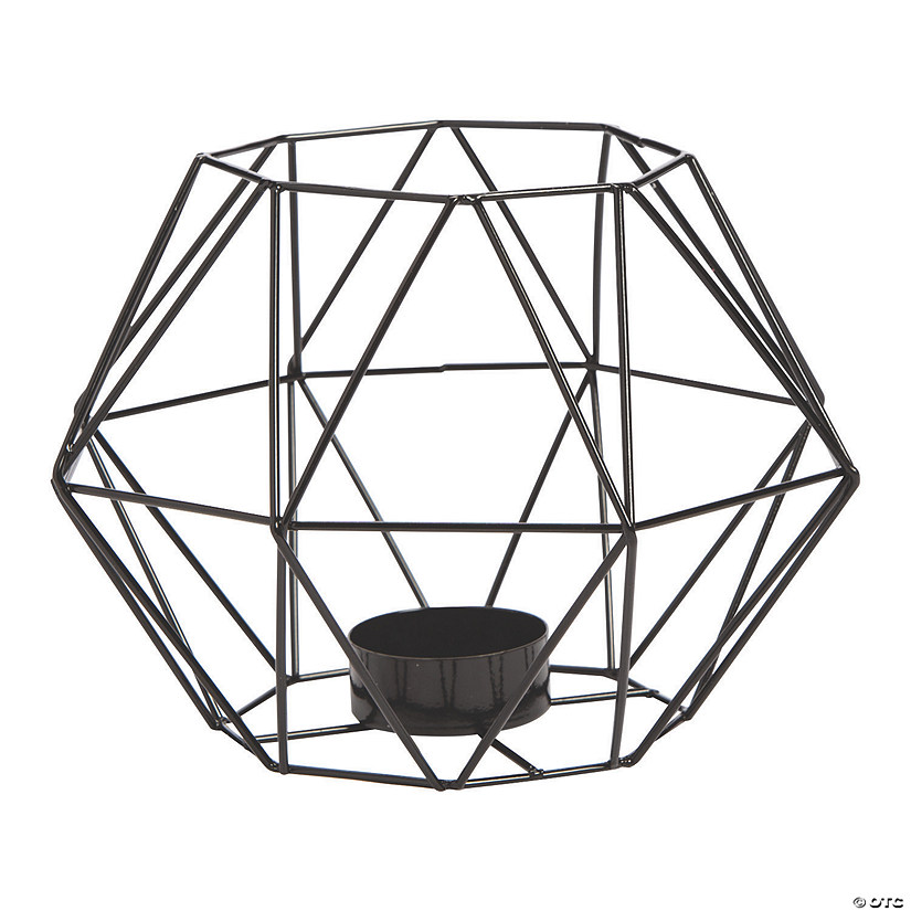Black Wide Geometric Tea Light Holder  Image