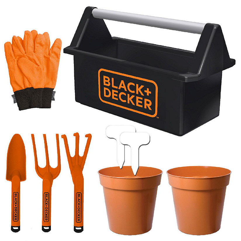 Black&amp;Decker Open Garden Toolbox Complete W/ Eight Piece Garden Tools Set Image