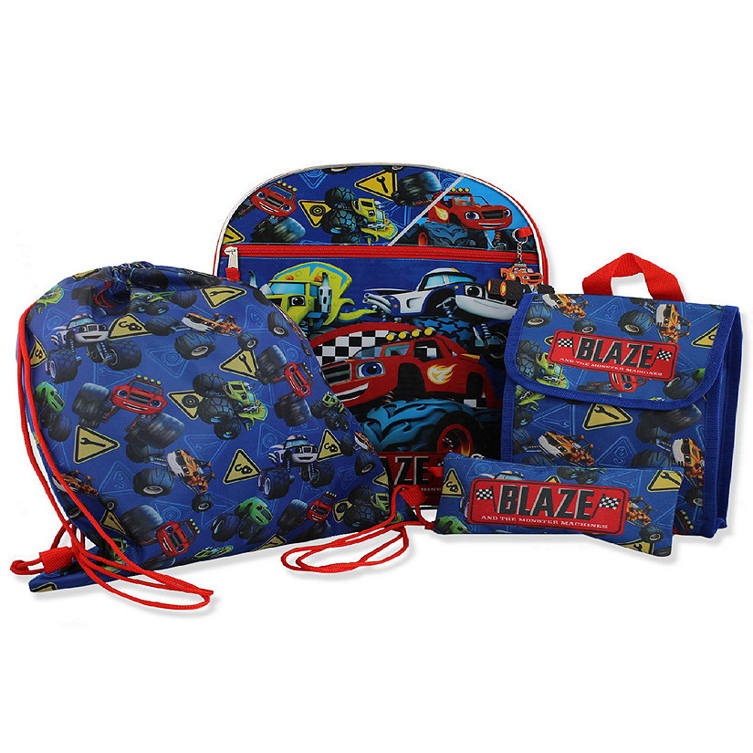 Blaze and the Monster Machines Boys 16" Backpack 5 piece School Set (One Size, Blue) Image
