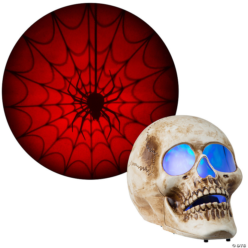 Blazing Scenes &#8211; 10-inch Skull with Red Spider Web Projection Image