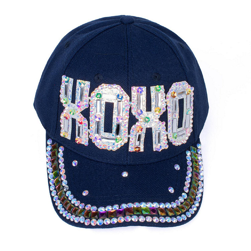 Bling Studs Cap 'XOXO' Rhinestone Design, Adjustable Strap Oriental