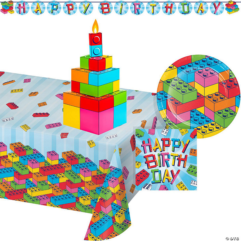 Block Bash Toy Blocks Tableware and Decor Set, Serves 8 Image
