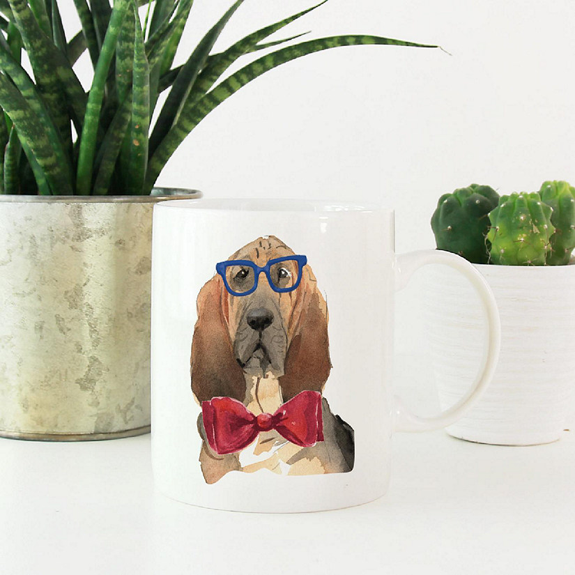 Bloodhound Glasses Bow Ceramic Mug Image