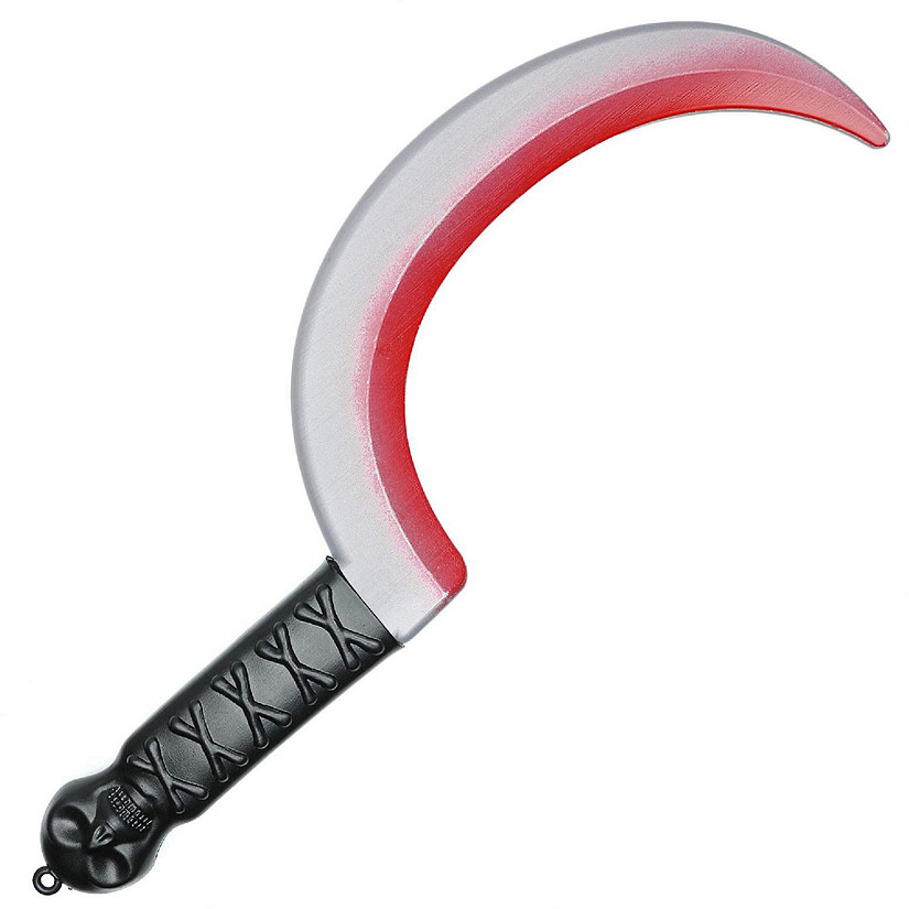 Bloody Sickle Weapon Prop - Fake Zombie Costume Accessories Weapons Knife Props with Jolly Roger Handle Image