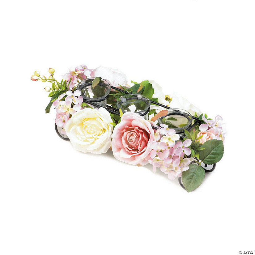 Blooming Faux Floral Candleholder 13&#8221;X6&#8221;X4.5&#8221; Image