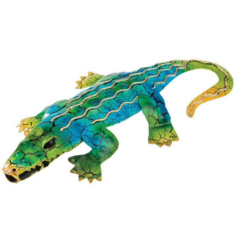 Blue and Green Alligator Metal Wall Decoration Decor 5 x 1 x 11 inches Image