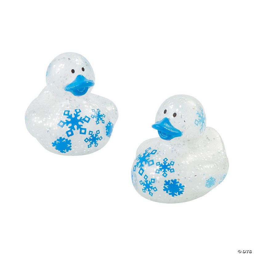 Blue & Silver Glitter Sparkle Rubber Ducks - 12 Pc. Image