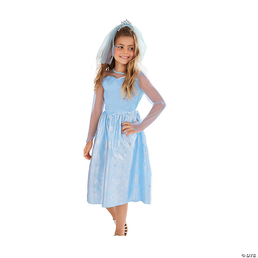 Blue and Silver Ice Princess Girl Child Halloween Costume - Large Image