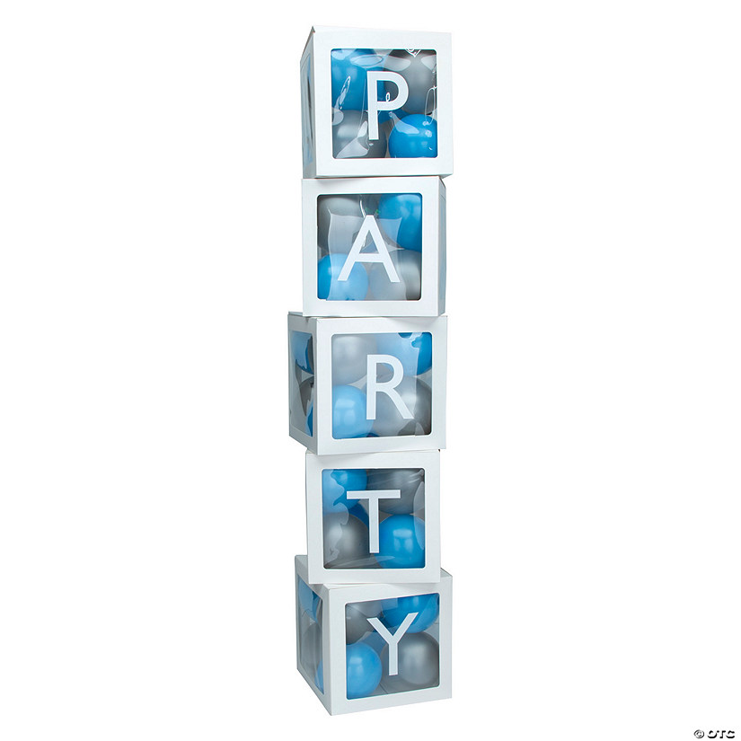 Blue &amp; Silver Party Balloon Box Kit - 101 Pc. Image
