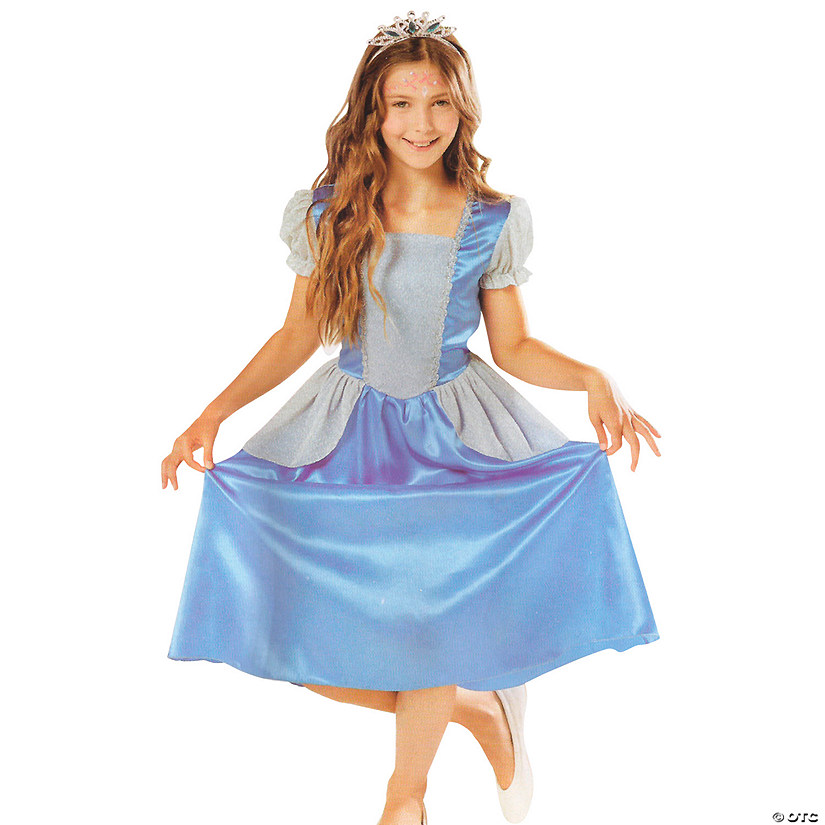Blue and Silver Princess Girl Child Halloween Costume - Large Image