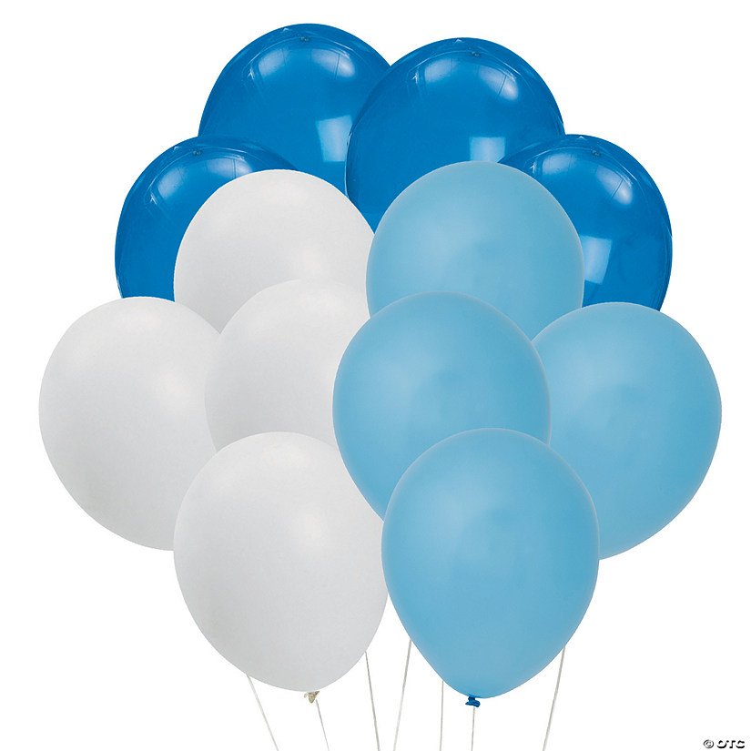 Blue & White 11" Latex Balloon Bouquet Kit- 49 Pc. Image