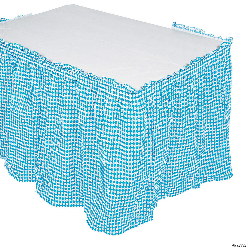 Blue & White Argyle Table Skirt Image