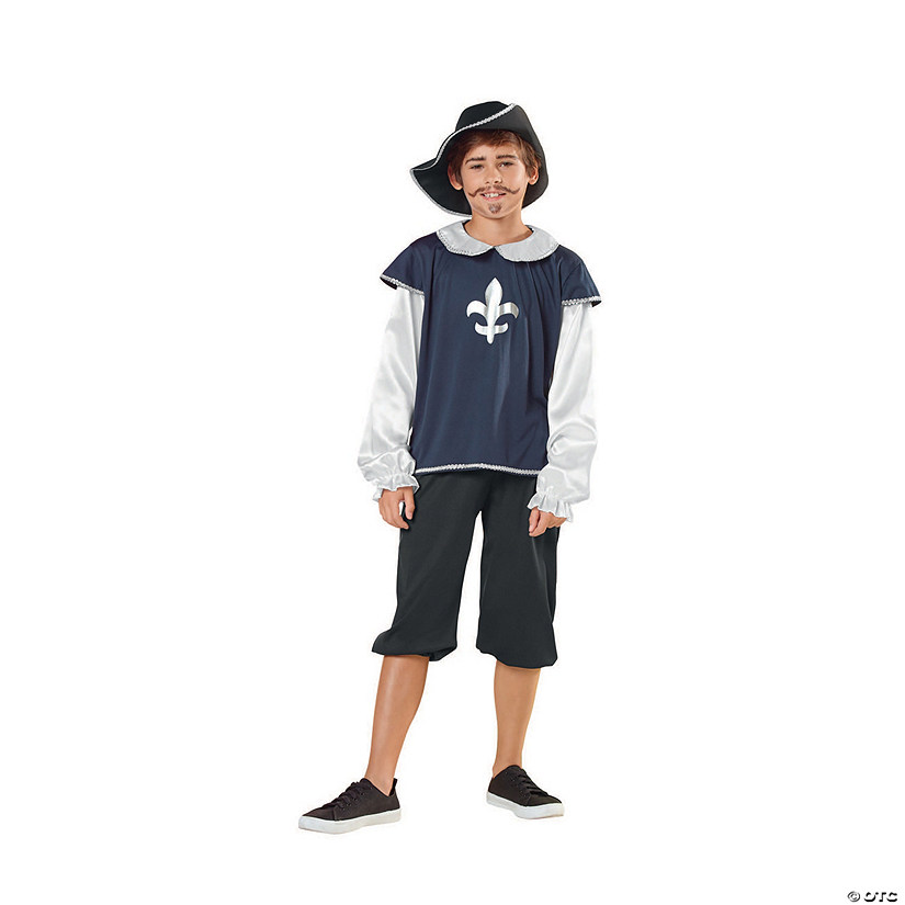 Blue and White Boys Musketeer Halloween Children's Costume - Ages 7-9 Years Image