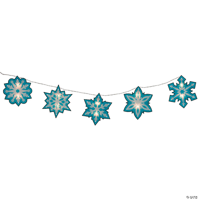 Blue and White Snowflake Christmas Clear String Light Set, 10 Count Image
