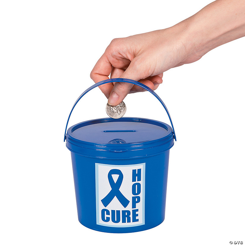 Blue Awareness Ribbon Donation Buckets - 12 Pc. Image