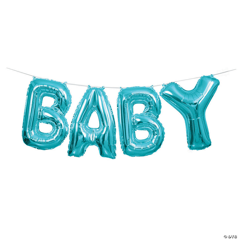 Blue Baby 14" Mylar Balloon Banner - 4 Pc. Image