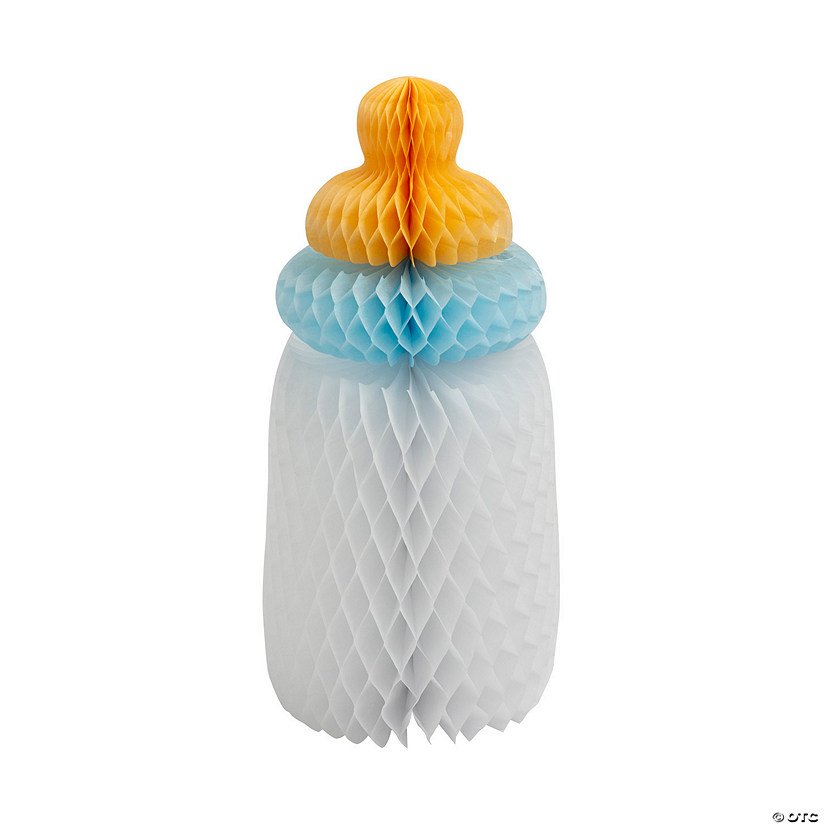 Blue Baby Bottle Honeycomb Centerpieces - 3 Pc. Image