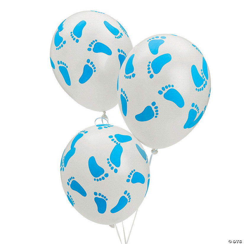 Blue Baby Footprints 11" Latex Balloons - 24 Pc. Image