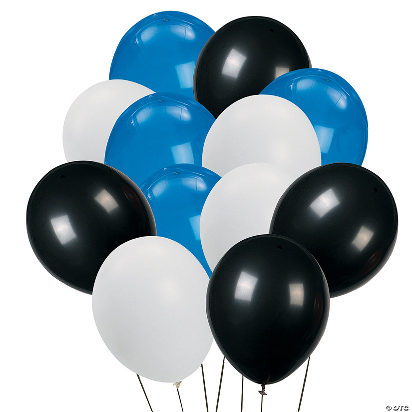 Blue, Black & White Balloon Bouquet - 37 Pc. Image