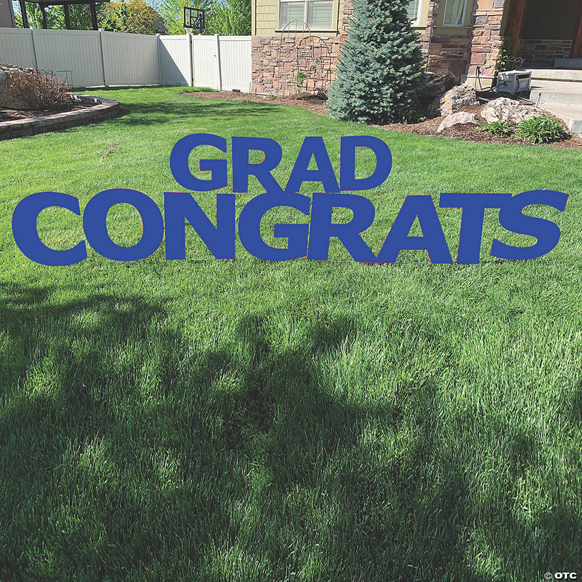 Blue Congrats Grad Letters Yard Sign Image