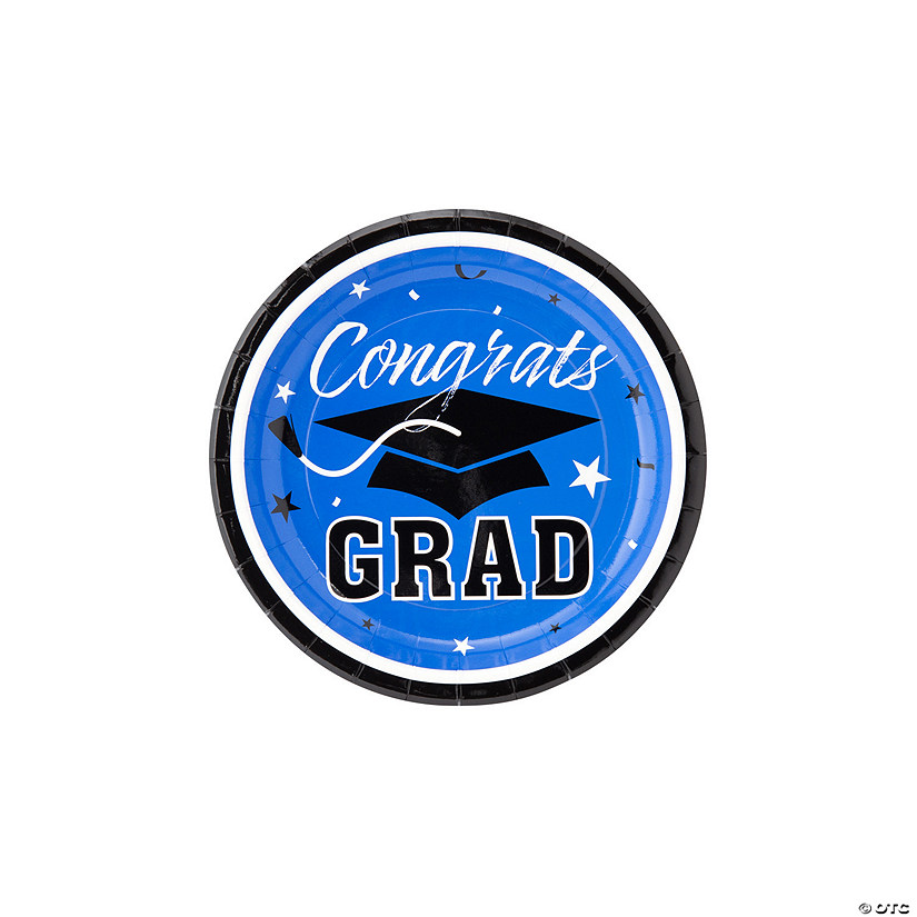 Blue Congrats Grad Paper Dessert Plates - 25 Ct. Image