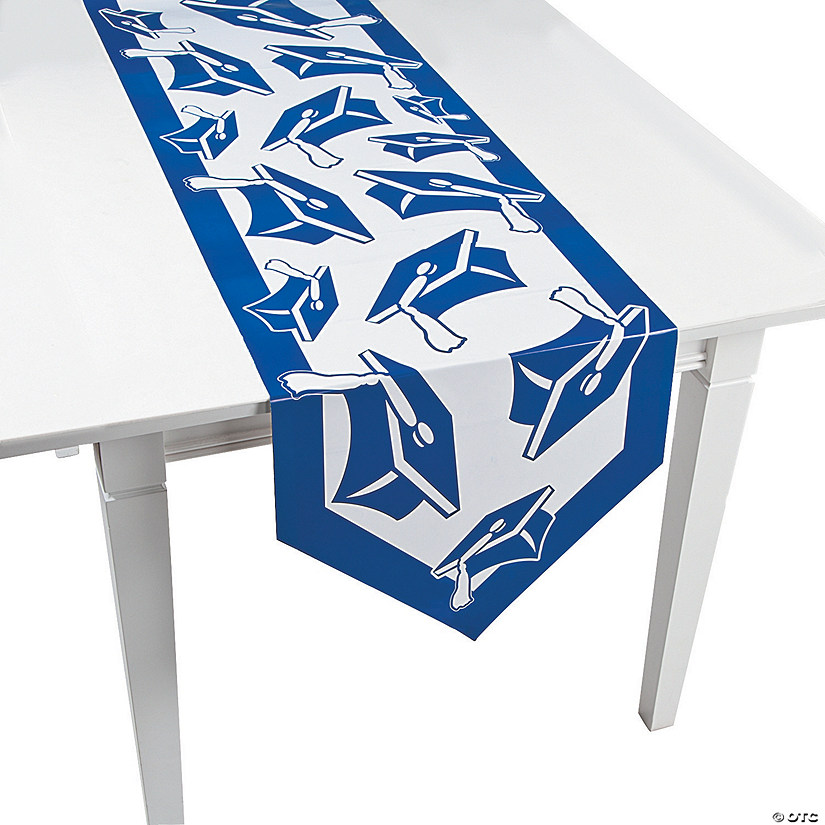 Blue Congrats Grad Paper Table Runner Image