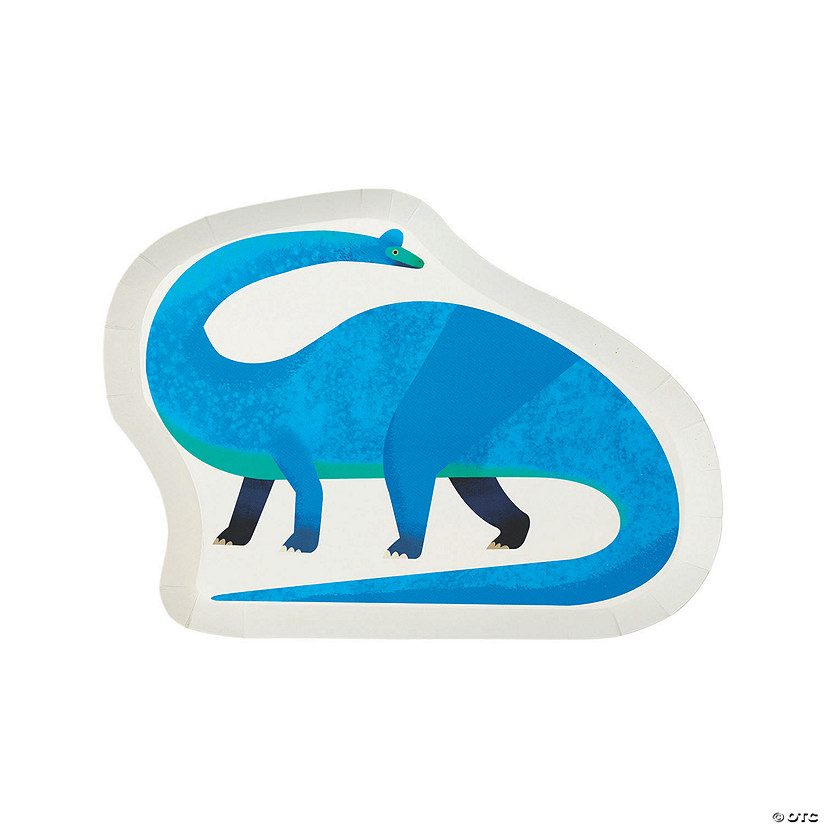Blue Dinosaur-Shaped Party Paper Dinner Plates - 12 Ct. Image