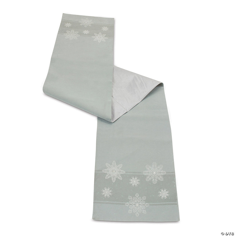 Blue Embroidered Snowflake Pattern Runner 72"L X 12.5"W Polyester Image