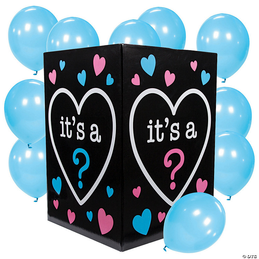 Blue Gender Reveal Box & 11" Latex Balloons Set - 26 Pc. Image