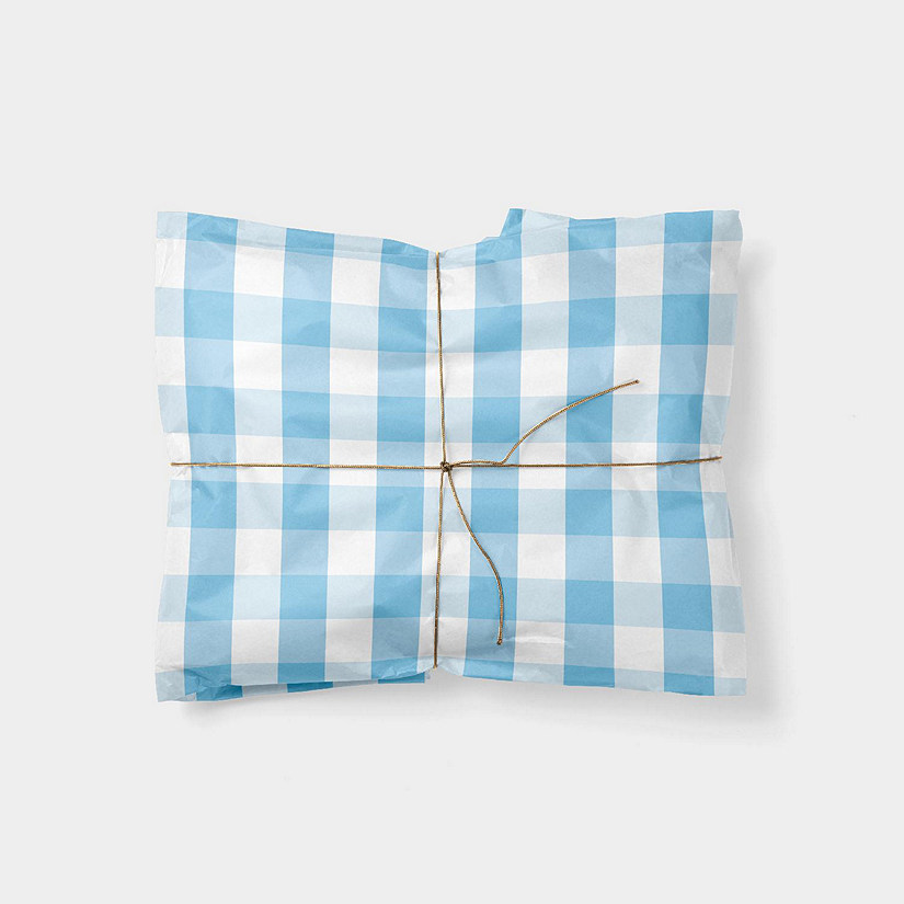 Blue Gingham Gift Wrap Image