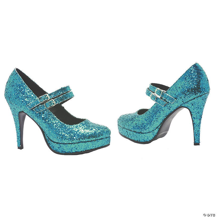 Blue Glitter Alice Shoes - Size 9 Image