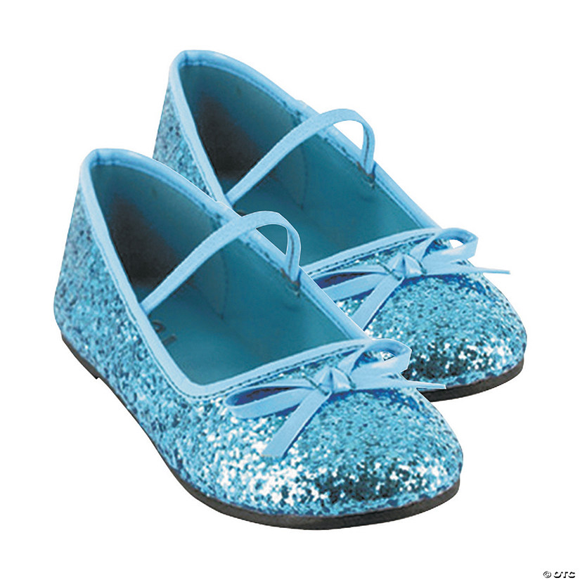 Blue Glitter Ballet Shoes for Girls | Oriental Trading