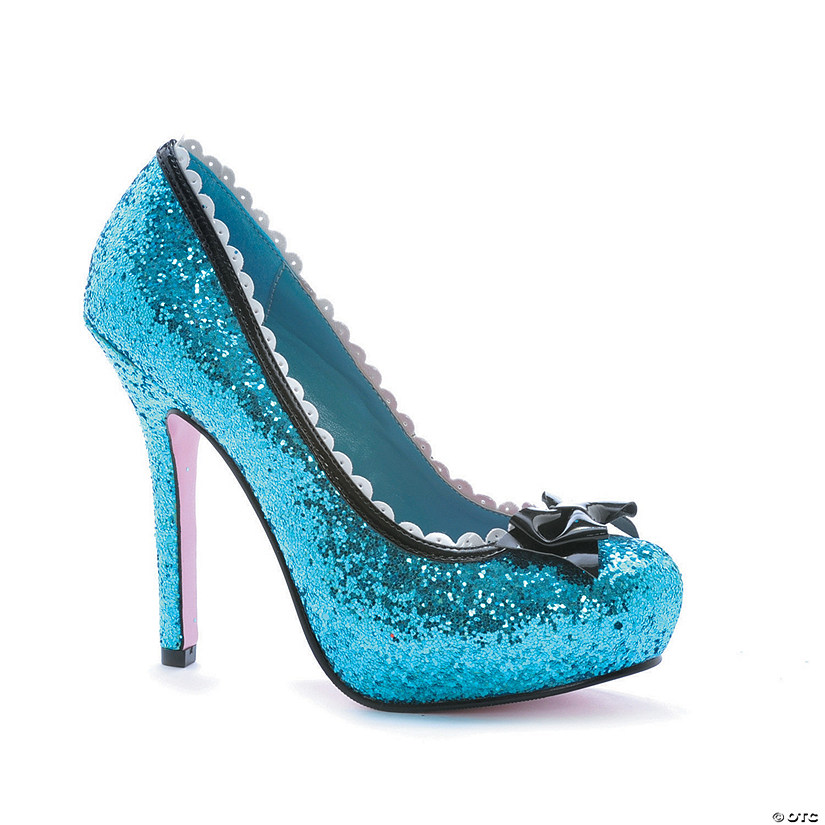 Blue Glitter Princess High Heel Shoes - Size 6 Image