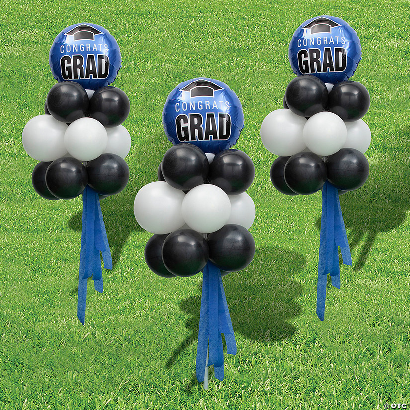 Blue Graduation Balloon Yard Stake Topiary Kit - 55 Pc. Image