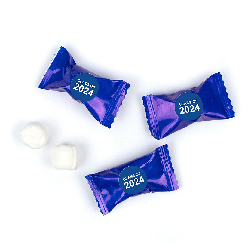 Blue Graduation Candy Mints Party Favors Individually Wrapped Buttermints Class of 2024 - 55 Pcs Image