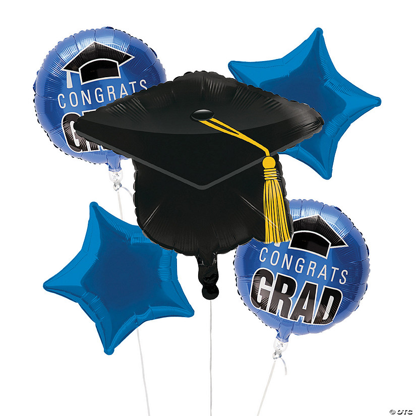 Blue Graduation Congrats Grad Balloon Bouquet Kit - 14 Pc. Image