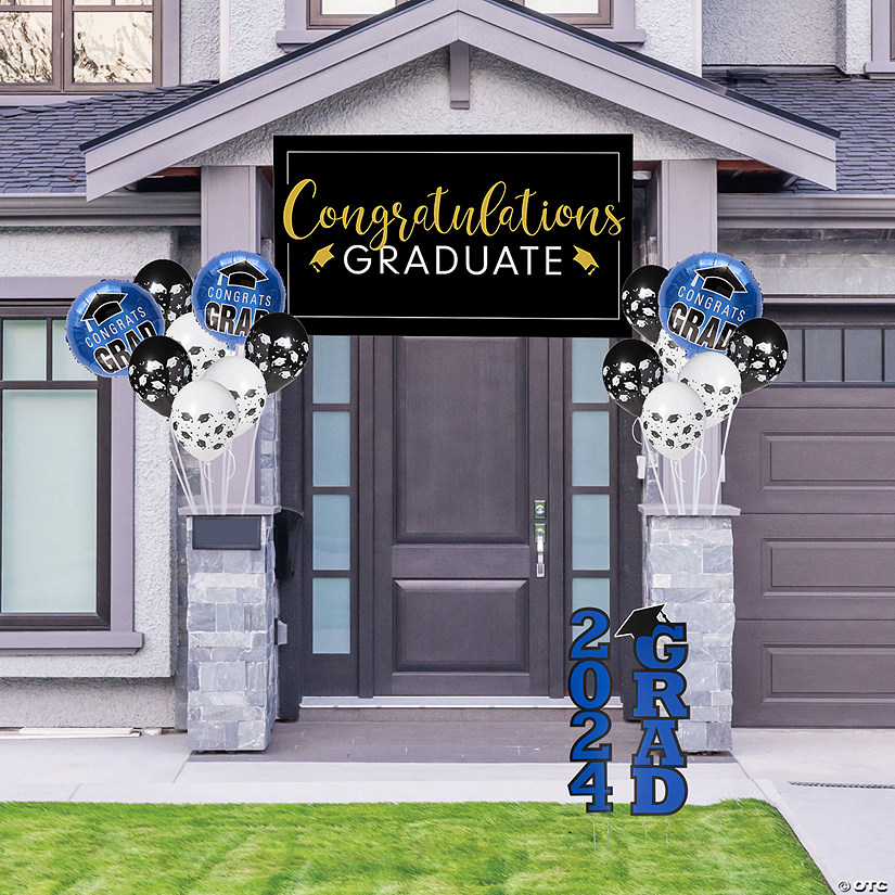 Blue Graduation Outdoor Decorating Kit - 30 Pc. Image