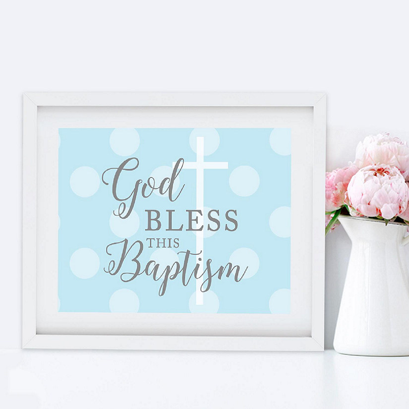 Blue/Gray Boy God Bless This Baptism Image